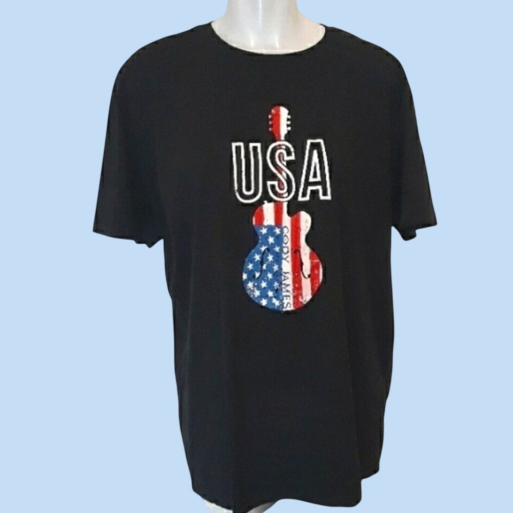 Cody James‎ Mens Black USA Guitar Americana Graphic T-Shirt Size XL Cotton